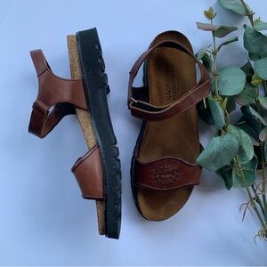 NAOT Leather Corkbed Sandals in Brown